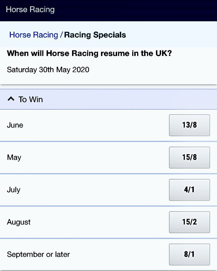When will horse racing resume in the UK